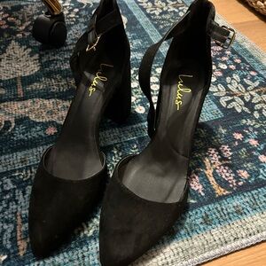 Lulu's Black Ankle Strap Heels